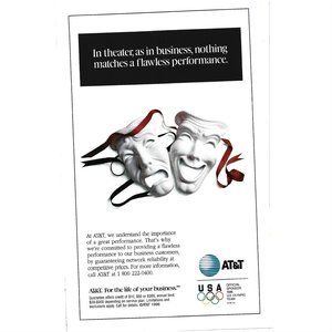AT&T Official Sponsor U.S. Olympic Team Comedy Drama Mask 1990s  Vintage Print A